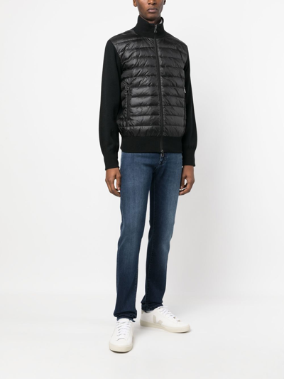 Shop Paul & Shark Padded-panel Knitted Jacket In Black