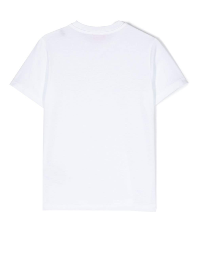 Shop Diesel Logo-embroidered Cotton T-shirt In White