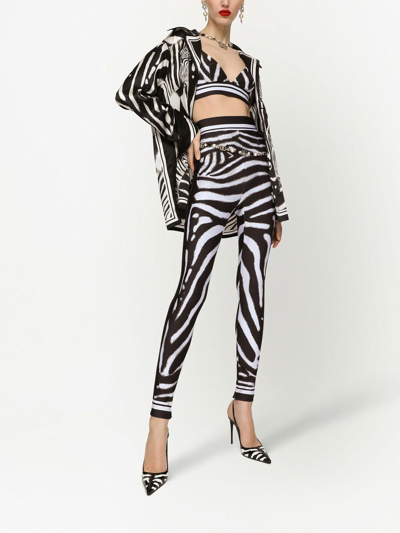 Shop Dolce & Gabbana Zebra-print Cropped Top In Black