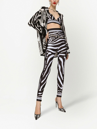 Dolce & Gabbana Zebra-print Cropped Top In Black