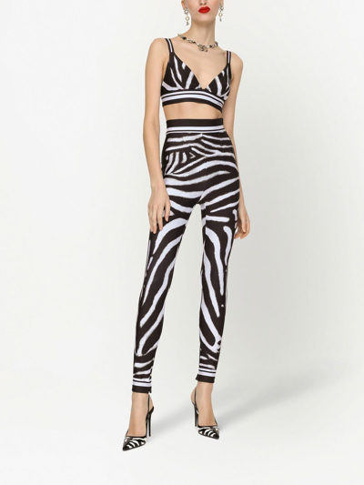 Dolce & Gabbana Zebra-print Cropped Top In Black