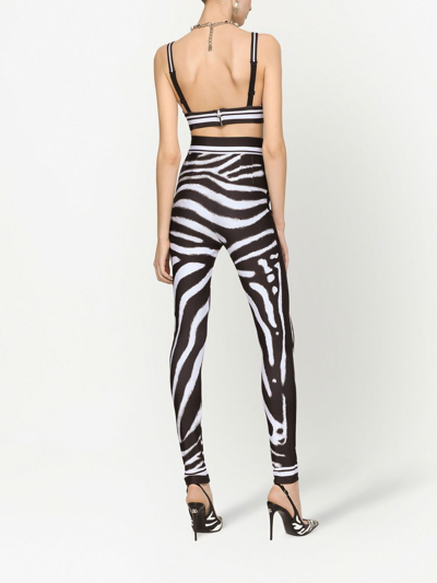 Dolce & Gabbana Zebra-print Cropped Top In Black