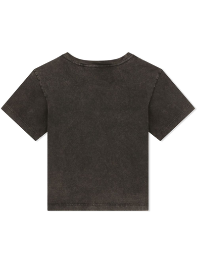 Shop Dolce & Gabbana Studded Logo Cotton T-shirt In Black