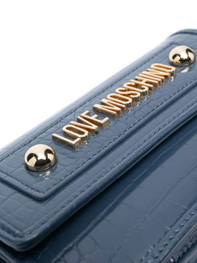 Shop Love Moschino Logo-detail Crossbody Bag In Blue