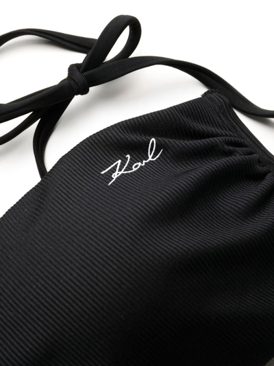 Shop Karl Lagerfeld Karl Dna Bandeau Bikini Top In Black