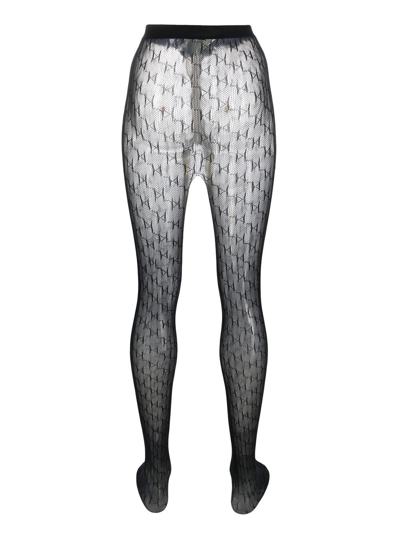 Karl Lagerfeld K-monogram Semi-sheer Tights In Black