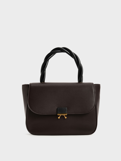 Dark Oak Willow Twist Top Handle Shoulder Bag - CHARLES & KEITH  International