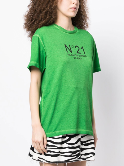 Shop N°21 Logo-print Cotton T-shirt In Green
