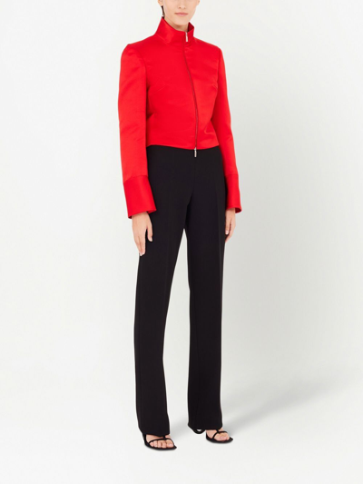 Ferragamo Structured-waist Darted-back Wide-leg High-rise Stretch-crepe Trousers In Black