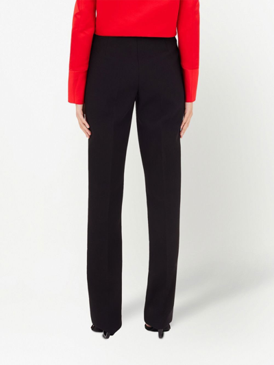Shop Ferragamo High-waist Straight-leg Trousers In Black