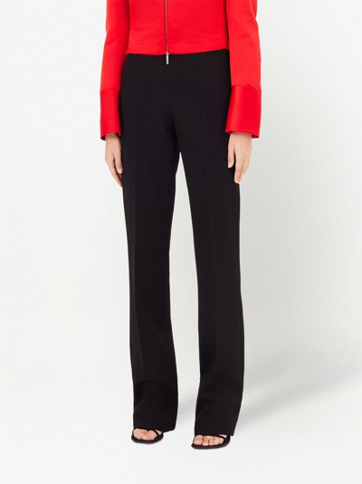 Ferragamo Structured-waist Darted-back Wide-leg High-rise Stretch-crepe Trousers In Black