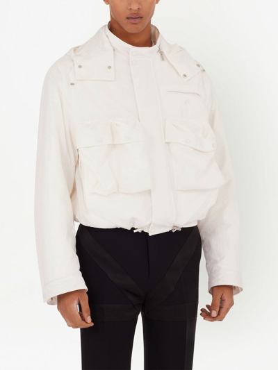 Shop Ferragamo Cropped Hooded Jacket In White