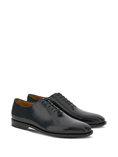 Ferragamo Geoffrey Leather Lace-up Shoes In Black