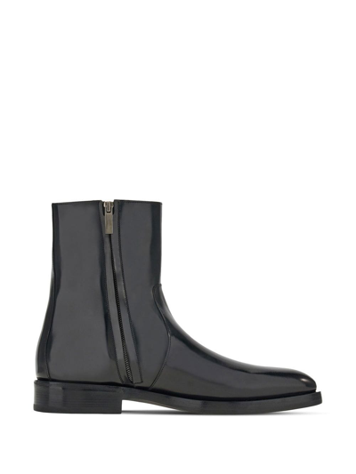 Shop Ferragamo Calf Leather Ankle Boots In Black