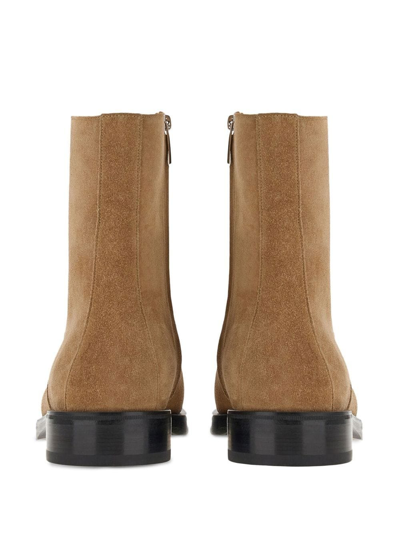 Ferragamo Cappuccino Suede Gerald Ankle Boots In Brown