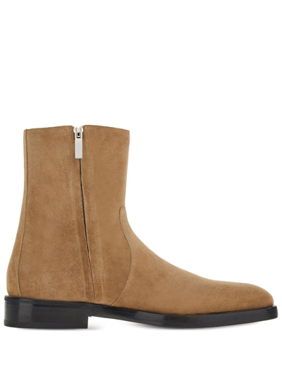 Ferragamo Cappuccino Suede Gerald Ankle Boots In Brown