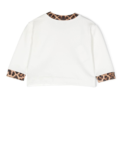 Philipp Plein Junior Teddy Bear-print Leopard-trim Top In White