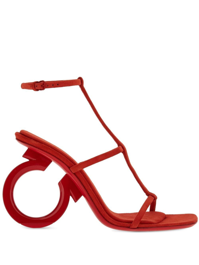 Shop Ferragamo Elina 105mm Suede Sandals In Red