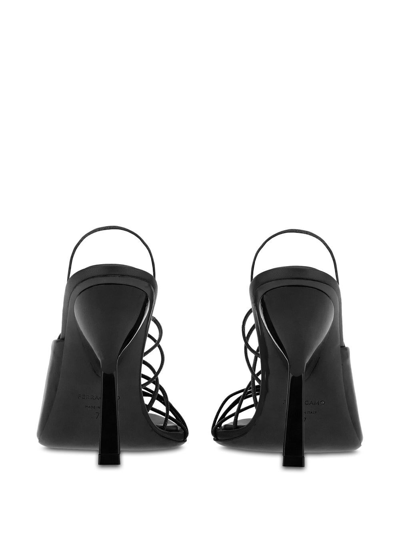 Shop Ferragamo 105mm Ultra-fine Straps Sandals In Black