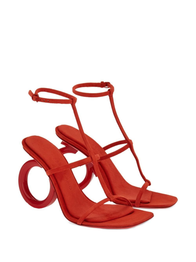 Ferragamo Elina Logo-detailed Suede Sandals In Red