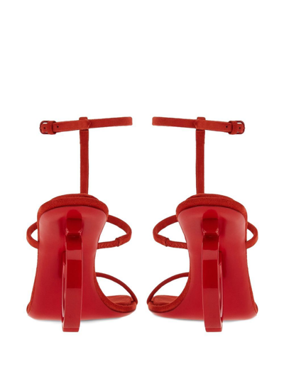 Shop Ferragamo Elina 105mm Suede Sandals In Red