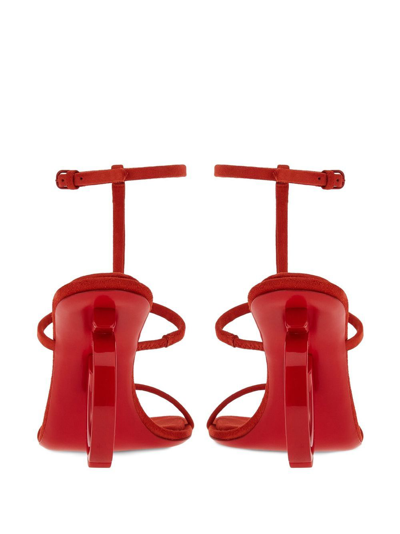 Ferragamo Elina Logo-detailed Suede Sandals In Red