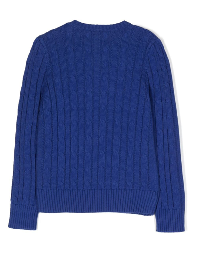 Shop Ralph Lauren Cable-knit Crew Neck Jumper In Blue