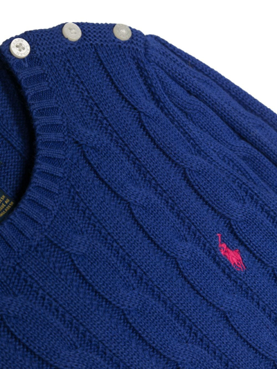 Shop Ralph Lauren Cable-knit Crew Neck Jumper In Blue