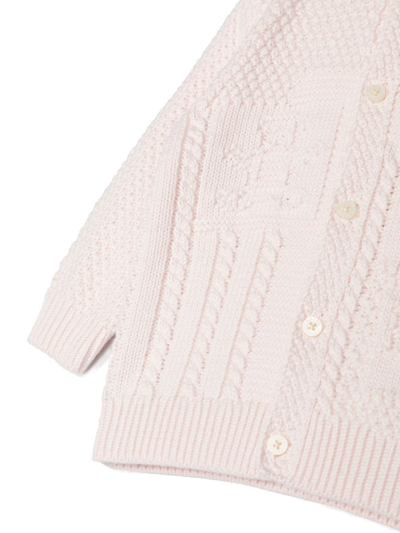 Shop Ralph Lauren Crew-neck Intarsia-knit Cardigan In Pink