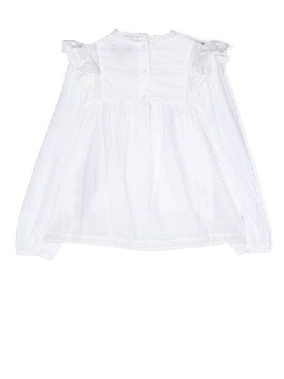 Shop Ralph Lauren Ruffle-detail Long-sleeve Blouse In White