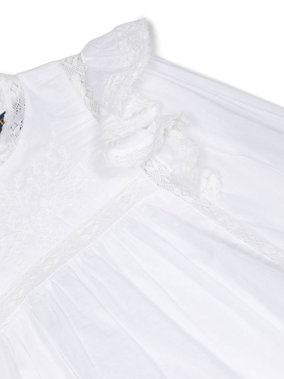 Shop Ralph Lauren Ruffle-detail Long-sleeve Blouse In White