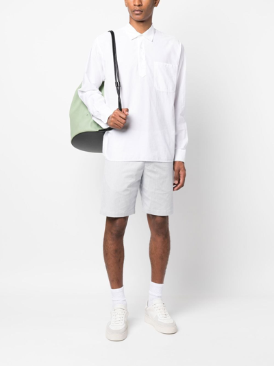 Shop Orlebar Brown Shanklin Long-sleeve Polo Shirt In White
