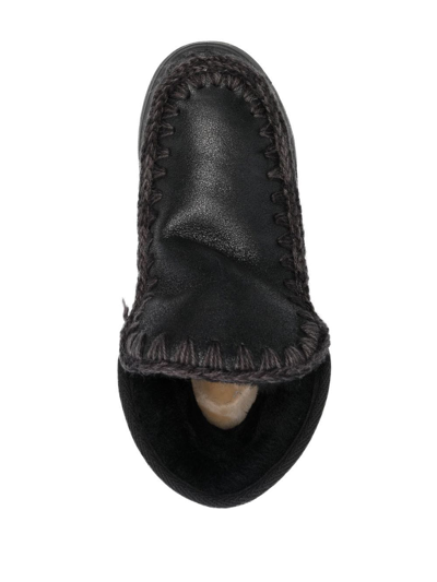 Mou Black Double-face Sheepskin Eskimo Jogger Parka In Black