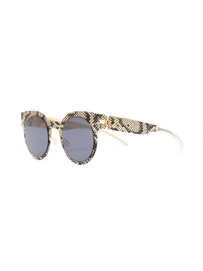 Mykita Python Round-frame Sunglasses In Gold