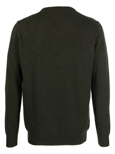 Barbour Essential V-neck Wool Sweater In Green