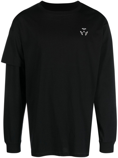 Shop Acronym Graphic-print Asymmetric-sleeve T-shirt In Black