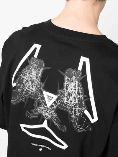 Shop Acronym Graphic-print Asymmetric-sleeve T-shirt In Black