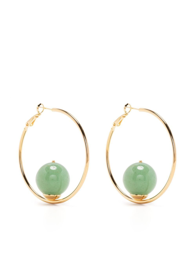 Shop D'estree Oval-hoop Gemstone Earrings In Gold