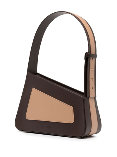 Shop D'estree Two-tone Faux Leather Shoulder Bag In Brown