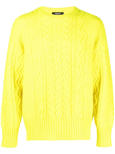 Shop Undercover Cable-knit Jumper In Yellow
