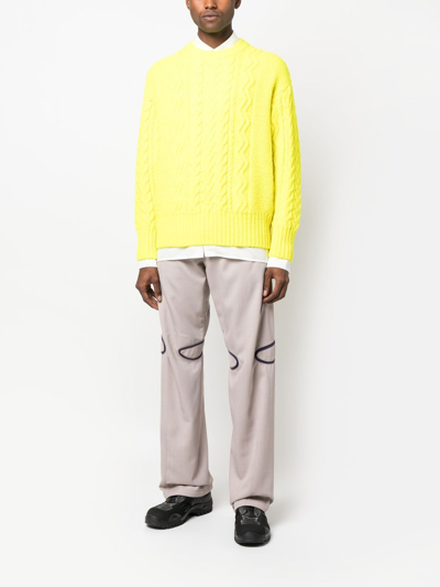 Shop Undercover Cable-knit Jumper In Yellow