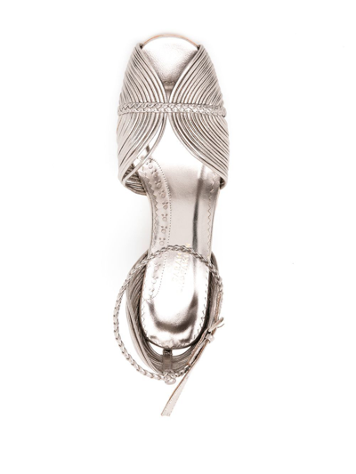 Sarah Chofakian Twiggy Metallic-effect Sandals In Silver