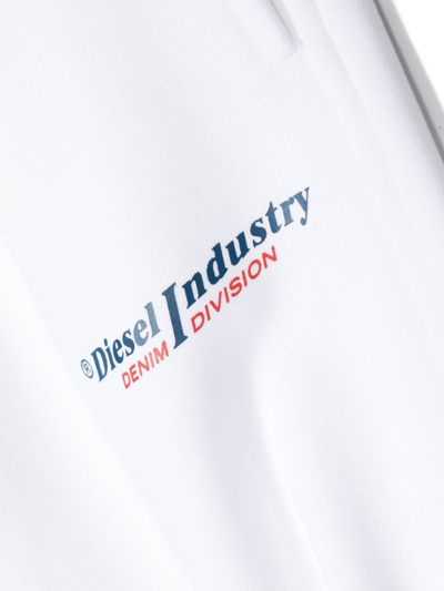 Shop Diesel Logo-print Track Shorts In White