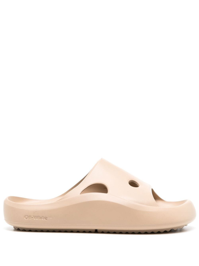 Shop Off-white Meteor Cut-out Detail Sliders In Brown