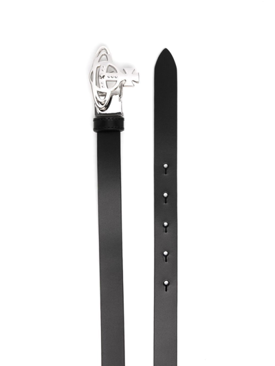 Shop Vivienne Westwood Orb-buckle Leather Belt In Black
