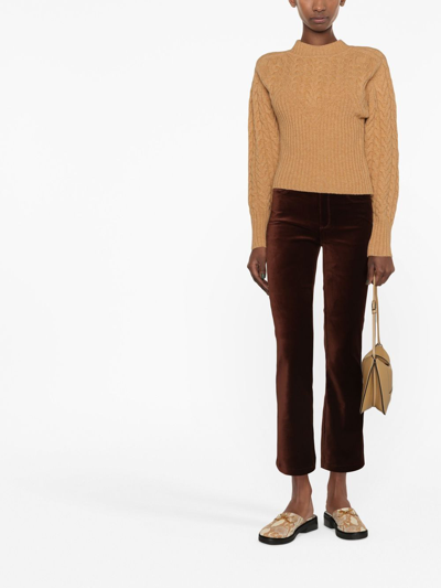 Shop Paige Flared Cropped Trousers In Brown