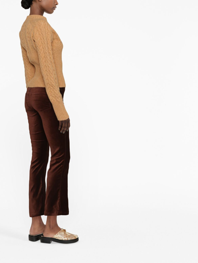 Shop Paige Flared Cropped Trousers In Brown