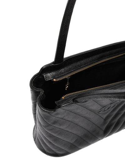 Pre-owned Chanel 1992 Cc V-stitch Top-handle Bag In Black
