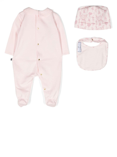 Shop Philipp Plein Junior Teddy-motif Babygrow Set In Pink