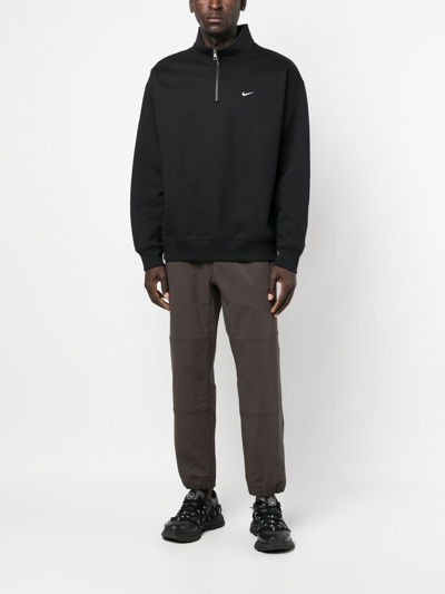 Shop Nike Swoosh-logo Half-zip Sweatshirt In Black